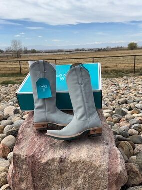Lane Boots Light Blue/Gray Leather Western Boots